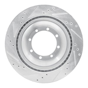 Ford E-450 Super Duty Brake Rotor (1) - Rear Right - R1 Concepts - Drilled & Slotted - Silver - `08-`20